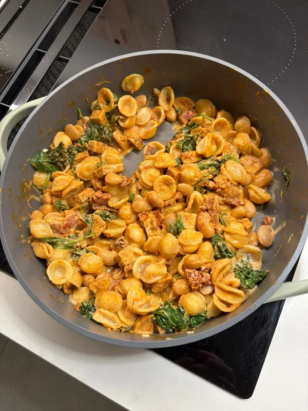 Creamy Garlic Tempeh Orecchiette